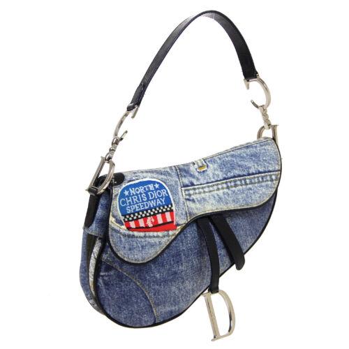 Authentic Christian Dior SPEEDWAY Saddle Hand Bag: This item qualifies for FREE DOMESTIC SHIPPING to customers in the USA Size: Medium Pattern: Saddle Accents: Logo Features: Bag Charm Pockets Model: Hand Bag Color: Blue Black etc Country/Region of Ma