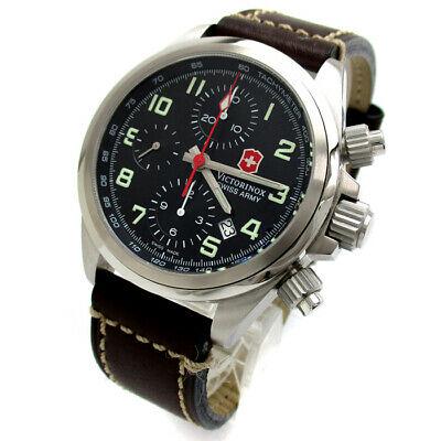 Authentic Victorinox Swiss Army Chronograph Valjoux: This item qualifies for FREE DOMESTIC SHIPPING to customers in the USA Model Name Victorinox Swiss Army Chrono Men's Material SS / leather Arm circumference 21 cm (longest) Size diameter W42mm Move se