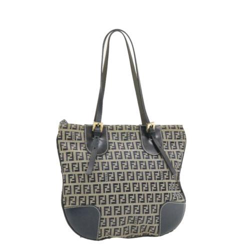 Authentic FENDI Zucchino Canvas Hand Bag Navy Blue: This item qualifies for FREE DOMESTIC SHIPPING to customers in the USA Size: W28 x H25 x D2cm(Approx) Material: Canvas Country/Region of Manufacture: Italy Color: Navy Department: Women Brand: FENDI S