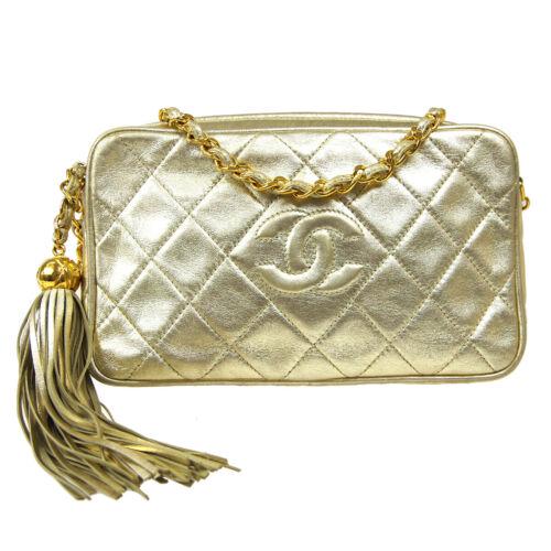 Authentic CHANEL Quilted Fringe Chain Shoulder Bag: This item qualifies for FREE DOMESTIC SHIPPING to customers in the USA Size: Small Pattern: Matelasse Accents: Fringe Quilted Features: Chain Strap Cross-Body Strap Inner Pockets Model: Chain Shoulder