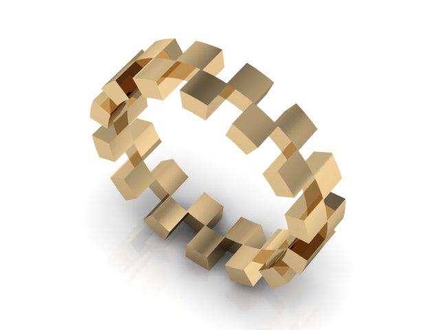 Checker Squares Wedding Ring In 14kt Yellow Gold: This item qualifies for FREE DOMESTIC SHIPPING to customers in the USA 14 Karat Yellow Gold Wedding Ring In 5.0 Mm Overall Band Width. Geometric Squares Form A 3d Checker Board Design. 14 Karat Yellow