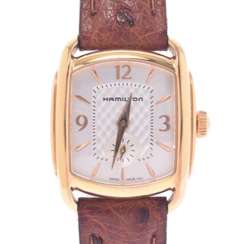 Authentic HAMILTON American Classic Bagley watch: This item qualifies for FREE DOMESTIC SHIPPING to customers in the USA Brand: HAMILTON Department: Ladies Style: watch Movement: Quartz Material: Gold Plated / Leather Dial Color: Silver Color: Silver