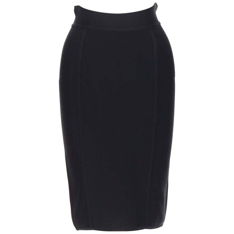 Authentic vintage HERVE LEGER black stretchy bodycon: This item qualifies for FREE DOMESTIC SHIPPING to customers in the USA vintage HERVE LEGER black stretchy bodycon bandage pencil skirt S 23" Brand: Herves Leger Model Name / Style: Bandage skirt Mater