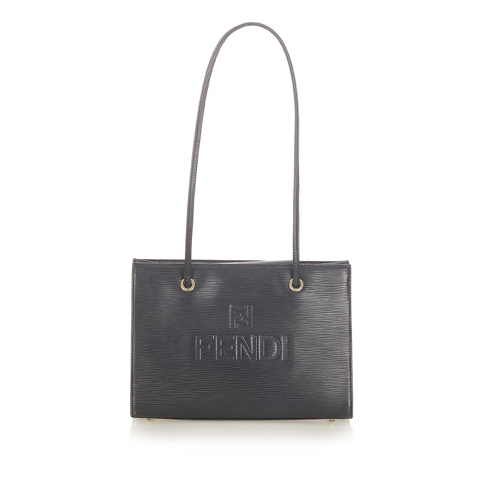 Authentic Fendi Leather Shoulder Bag: This item qualifies for FREE DOMESTIC SHIPPING to customers in the USA This shoulder bag features a leather body rolled leather straps an open top with magnetic snap closure and interior zip and slip 