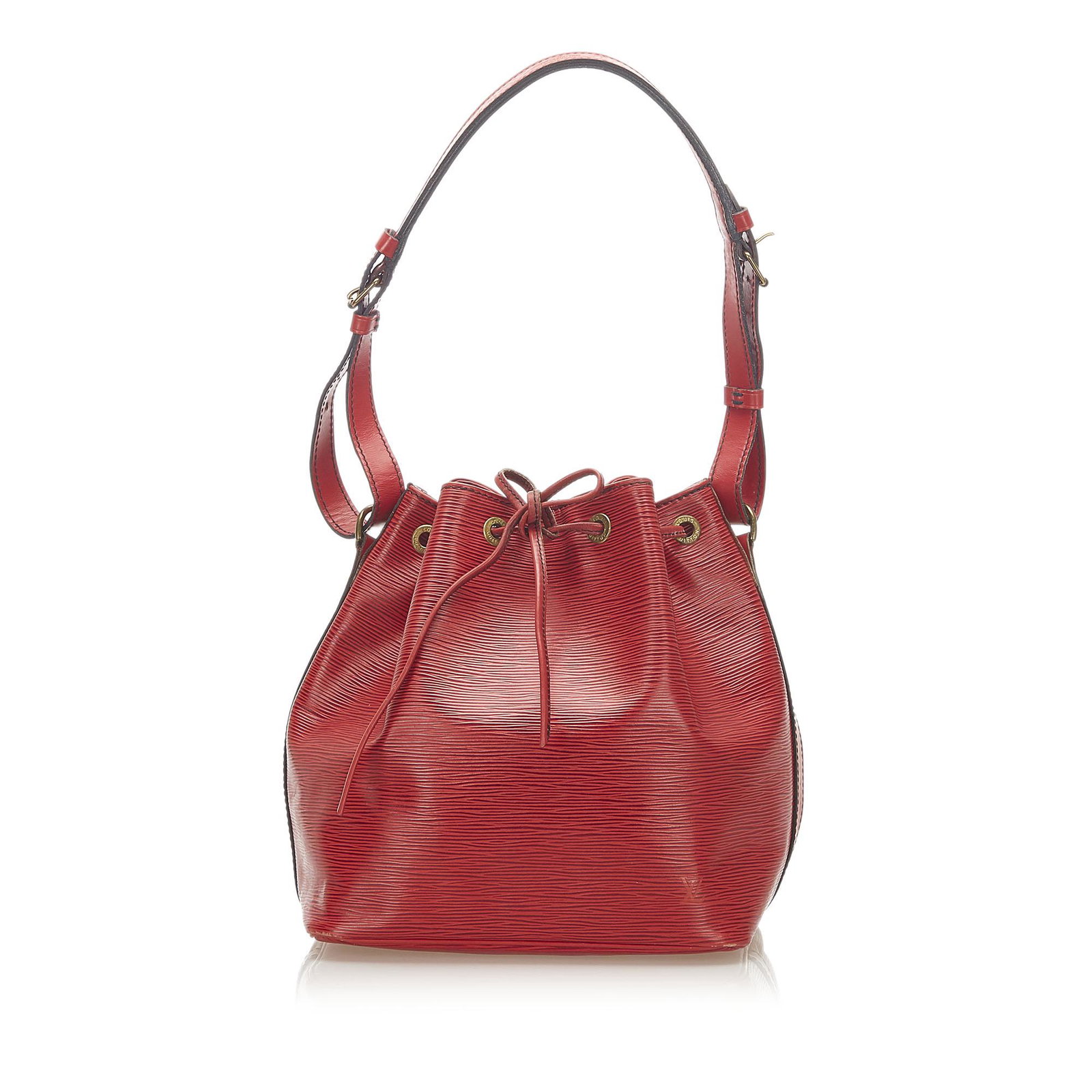 Authentic Louis Vuitton Epi Petit Noe: This item qualifies for FREE DOMESTIC SHIPPING to customers in the USA The Petit Noe features an epi leather body an adjustable shoulder strap and a drawstring closure. Brand: Louis Vuitton Model: Epi
