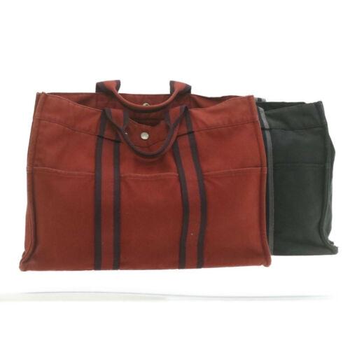 Authentic HERMES Fourre Tout MM Hand Bag Red Black 2Set: This item qualifies for FREE DOMESTIC SHIPPING to customers in the USA Brand: HERMES Size: W42 x H30 x D10cm(Approx)W37 x H28 x D9cm(Approx) Color: Red / Black Country/Region of Manufacture: France Ma