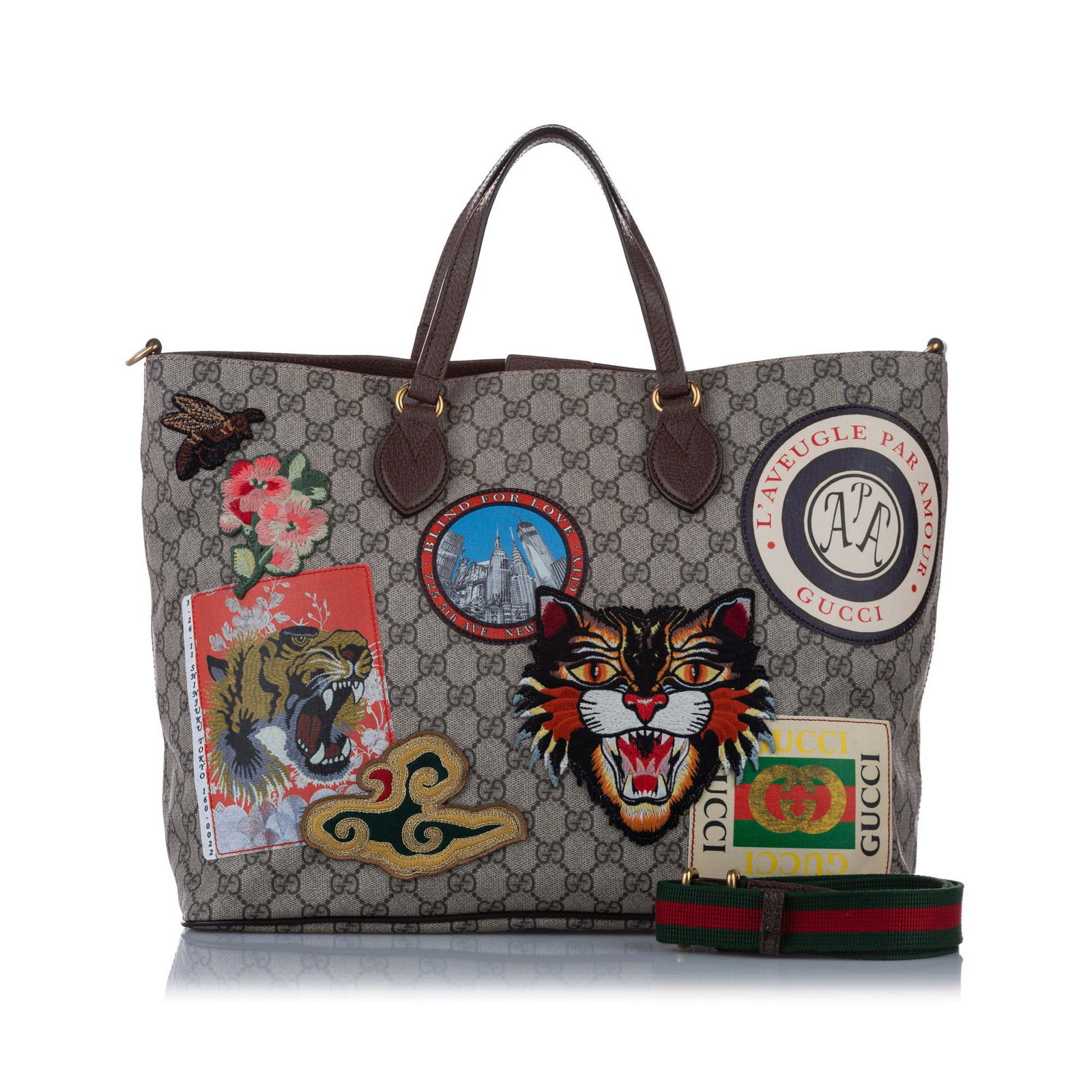 Authentic Gucci GG Supreme Courrier Soft Satchel: This item qualifies for FREE DOMESTIC SHIPPING to customers in the USA The Courrier Soft Satchel features a coated canvas body flat leather handles a detachable flat leather strap an open top with a m