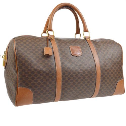 Authentic CELINE Macadam Pattern Boston Hand Bag: This item qualifies for FREE DOMESTIC SHIPPING to customers in the USA Size: Medium Features: Inner Pockets Model: Macadam Boston Color: Brown Country/Region of Manufacture: Italy MPN: Does not apply