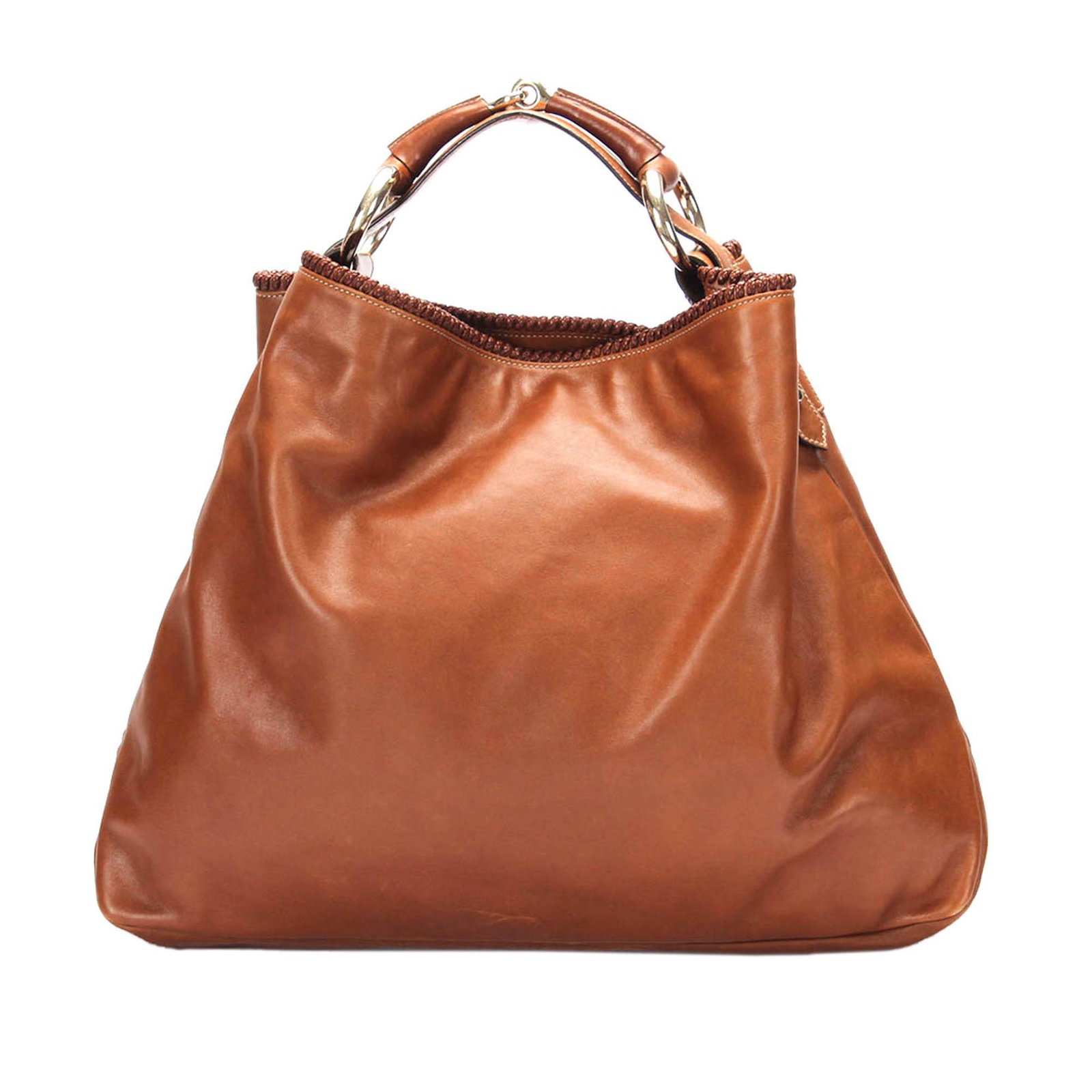 Authentic Gucci Horsebit Leather Hobo: This item qualifies for FREE DOMESTIC SHIPPING to customers in the USA This handbag features a leather body a top handle with gold-tone hardware an open top and an interior zip pocket. Brand: Gucci Mo