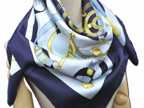 Authentic Authentic HERMES Scarf "Eperon dor" Silk Navy: This item qualifies for FREE DOMESTIC SHIPPING to customers in the USA Brand: HERMES Material: Silk Country/Region of Manufacture: France Color: Blue Style: Scarf Size(cm): W90 x H90cm(Approx) Type: S