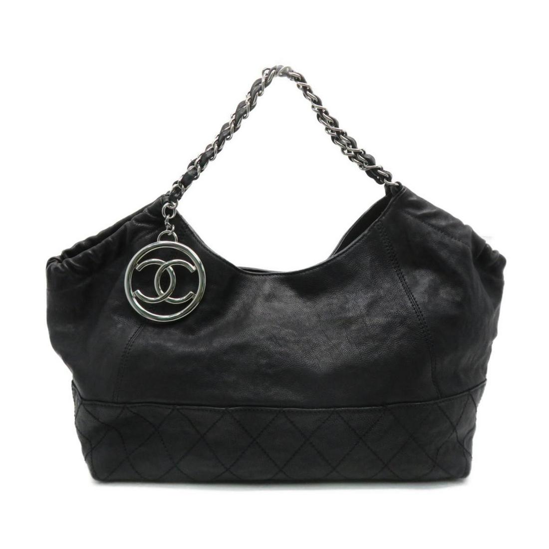 Authentic CHANEL Shoulder Bag Black Calf: This item qualifies for FREE DOMESTIC SHIPPING to customers in the USA CHANEL Shoulder Bag Black Calf Dimensions: W37.5Ã—H26Ã—D16cm/Shoulder Strap 34cm The BIDHAUS Guarantee: Photos descriptions