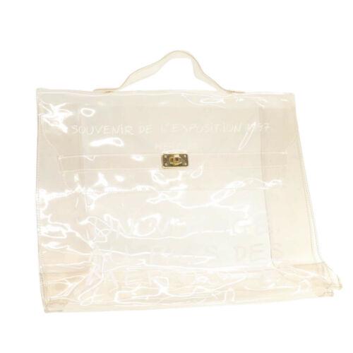 Authentic HERMES Vinyl Kelly Hand Beach Bag SOUVENIR DE: This item qualifies for FREE DOMESTIC SHIPPING to customers in the USA Size: W35 x H26 x D10cm(Approx) Material: Vinyl Department: Women Color: Clear / Transparent Style: Hand Bag Brand: HERMES UPC: D