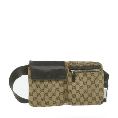 Authentic GUCCI GG Canvas Waist Pouch Body Bag Beige: This item qualifies for FREE DOMESTIC SHIPPING to customers in the USA Brand: GUCCI Size: W29 x H15 x D3cm(Approx)/Belt Length 103(Approx) Color: Beige Country/Region of Manufacture: Italy Material: C