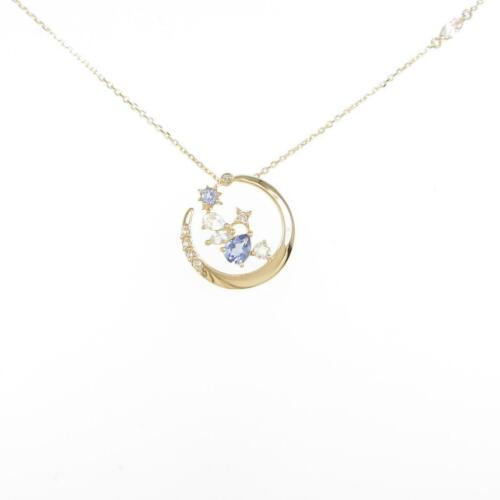 Authentic Moon Color stone necklace: This item qualifies for FREE DOMESTIC SHIPPING to customers in the USA Material: K10Yg Stone: Diamond Moonstone Gender: Ladies Actualsize: Imate Size Of Pendant (Height X Width) : 14.7Mm X 14.1Mm Size