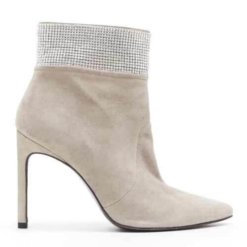 Authentic STUART WEITZMAN Highbeams grey fossil suede: This item qualifies for FREE DOMESTIC SHIPPING to customers in the USA Brand: Stuart Weitzman Heel Height: High (3-3.9 In) Color: Grey Heel Style: Slim Material: Suede Occasion: Party/Cocktail Style: