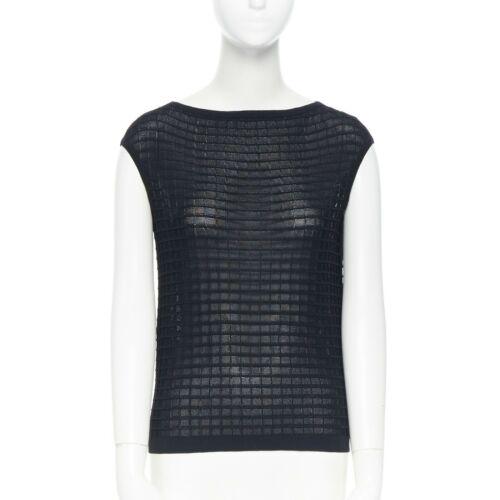 Authentic DONNA KARAN DKNY black rayon block knit: This item qualifies for FREE DOMESTIC SHIPPING to customers in the USA Type: Tank Brand: Donna Karan Year Manufactured: 2010-2019 Size: S Color: Black Handmade: No Vintage: No Country/Region Of Manufa