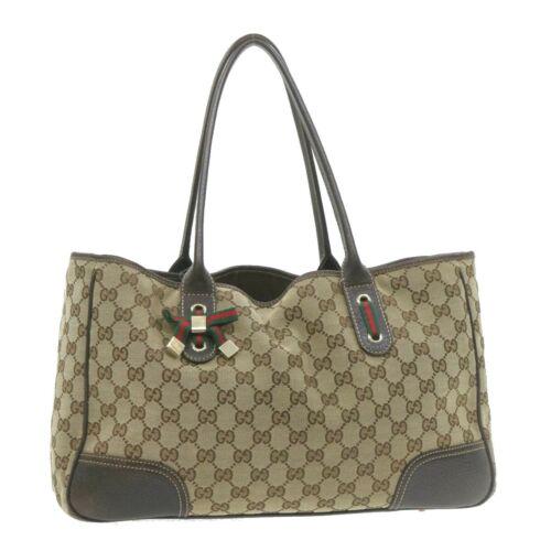 Authentic GUCCI Web Sherry Line GG Canvas Tote Bag: This item qualifies for FREE DOMESTIC SHIPPING to customers in the USA Brand: GUCCI Size: W38 x H22 x D12cm(Approx) Color: Beige Country/Region of Manufacture: Italy Material: Canvas Type: unknown Sty