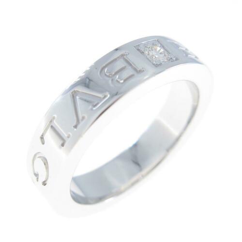 Authentic Bvlgari double Logo ring: This item qualifies for FREE DOMESTIC SHIPPING to customers in the USA Brand: Bvlgari Size: 6.0 (Jpn Size) Material: 750Wg Actualsize: Width :4.0Mm Gender: Ladies The BIDHAUS Guarantee: Photos descrip