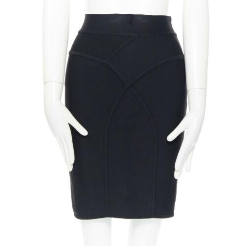 Authentic HERVE LEGER PARIS black body-conscious: This item qualifies for FREE DOMESTIC SHIPPING to customers in the USA Brand: Herve Leger Fabric Type: Jersey Color: Black Garment Care: Dry Clean Only Graphic Print: No Handmade: No Size: S Material: