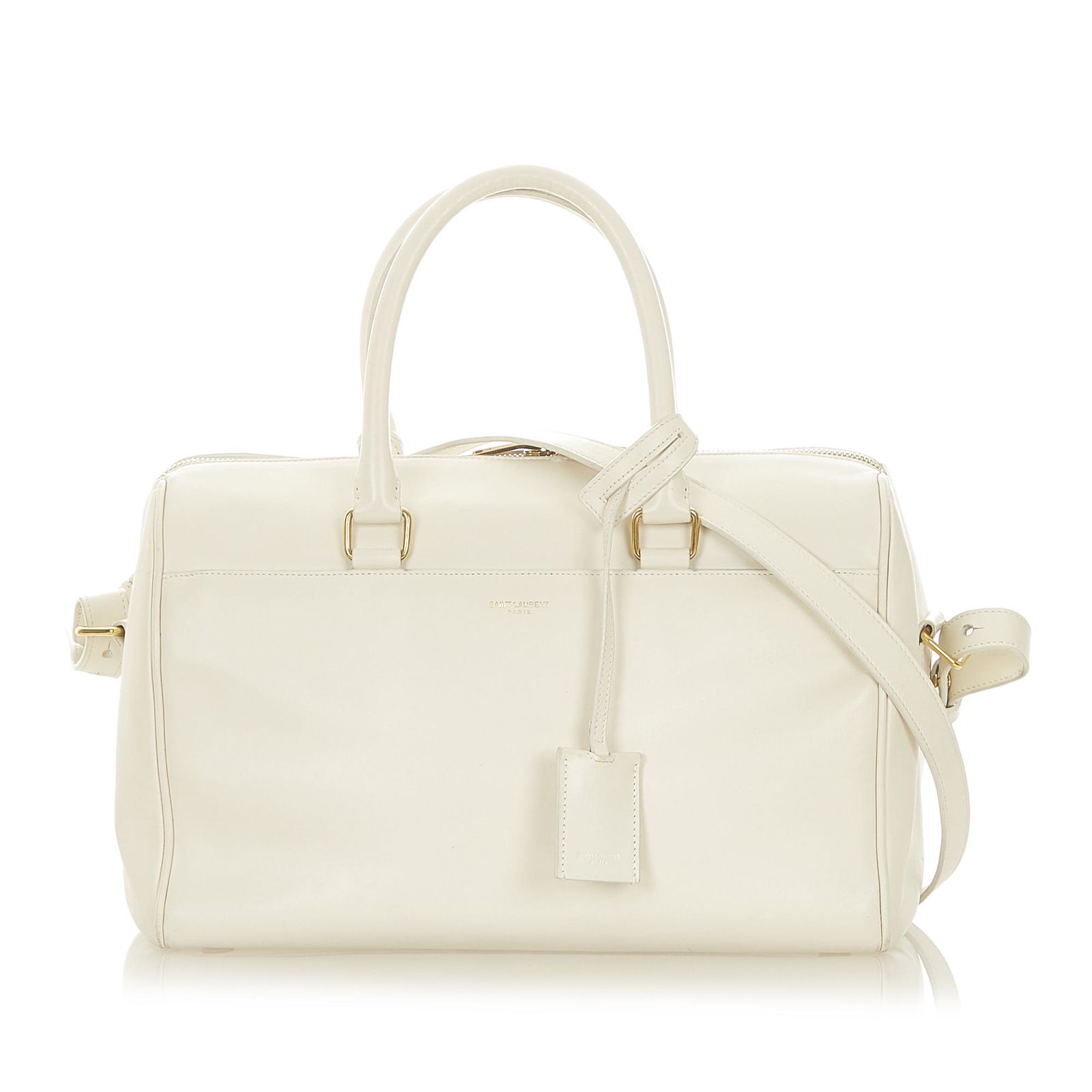 Authentic YSL Classic Baby Duffle Leather Satchel: This item qualifies for FREE DOMESTIC SHIPPING to customers in the USA The Classic Baby Duffle features a leather body rolled leather handles a detachable flat strap a top zip closure and an interior