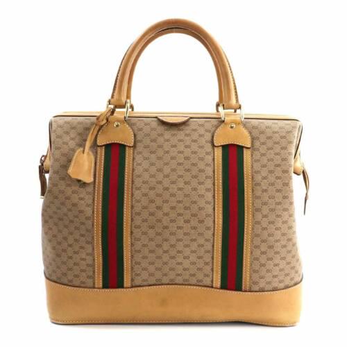 Authentic GUCCI MicroGG Boston Bag Old GUCCI PVC: This item qualifies for FREE DOMESTIC SHIPPING to customers in the USA Brand: Gucci Size H: 11.61 Inch Style: Boston Bag Size D: 7.68 Inch Material: Pvc Leather Weight: 3.19 Lb Color: Beige Handl: 13.