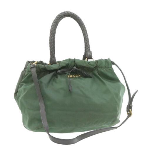 Authentic PRADA 2Way Hand Shoulder Bag Green Nylon: This item qualifies for FREE DOMESTIC SHIPPING to customers in the USA Brand: PRADA Size: W28 x H24 x D18cm(Approx) Color: Green Country/Region of Manufacture: Italy Material: Nylon Type: unknown Styl