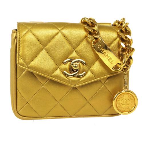 Authentic CHANEL Medallion Quilted 2way Chain Waist Bum: This item qualifies for FREE DOMESTIC SHIPPING to customers in the USA Size: Medium Features: Bag Charm Chain Strap Detachable Strap Accents: Quilted Color: Gold Model: Bum Bag MPN: Does Not Apply Cou