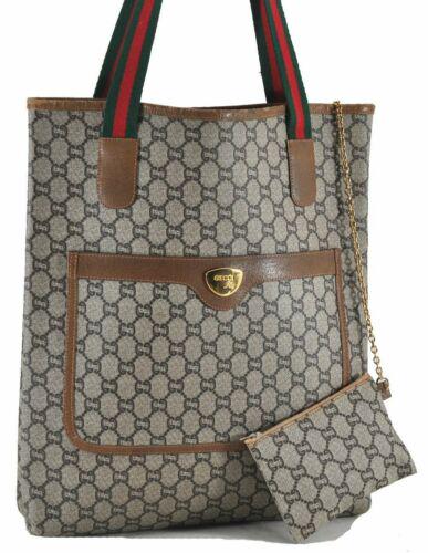 Authentic Auth GUCCI GG Plus Web Sherry Line Shoulder: This item qualifies for FREE DOMESTIC SHIPPING to customers in the USA Brand: GUCCI Style: Tote Bag Country/Region of Manufacture: Italy Type: Tote Bag Bag Length: 12.2inches (31cm) Department: Women