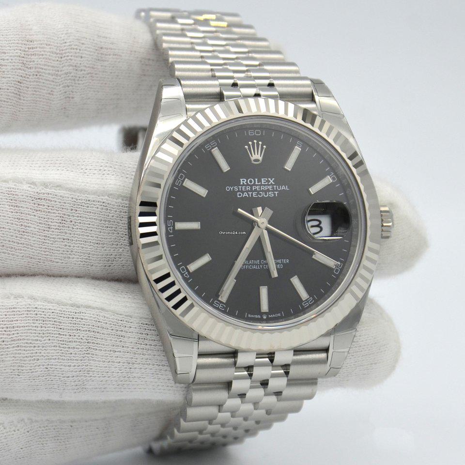 Authentic Rolex Datejust 41mm Black Stick dial 126334: This item qualifies for FREE DOMESTIC SHIPPING to customers in the USA Basic Info Brand: Rolex Model: Datejust Reference number: 126334 Movement: Automatic Case material: Steel Bracelet material: Stee