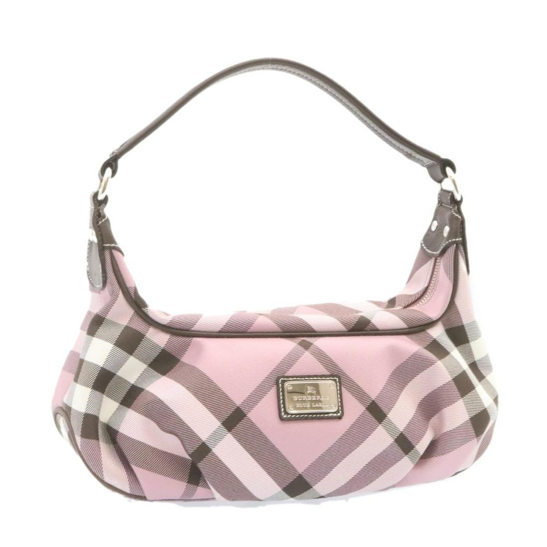 Authentic BURBERRY Blue Label Shoulder Bag Canvas Pink: This item qualifies for FREE DOMESTIC SHIPPING to customers in the USA Brand: BURBERRY Style: Shoulder Bag Material: Canvas Color: Pink Made In: Japan Size (Inches): W12.59 x H5.9 x D5.11inch / Should