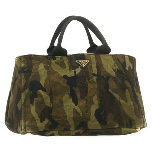 Authentic PRADA Camouflage Canapa GM Hand Bag Khaki: This item qualifies for FREE DOMESTIC SHIPPING to customers in the USA Size: W41 x H25 x D27cm(Approx) Material: Canvas Country/Region of Manufacture: Italy Color: Khaki Department: Women Brand: PRADA