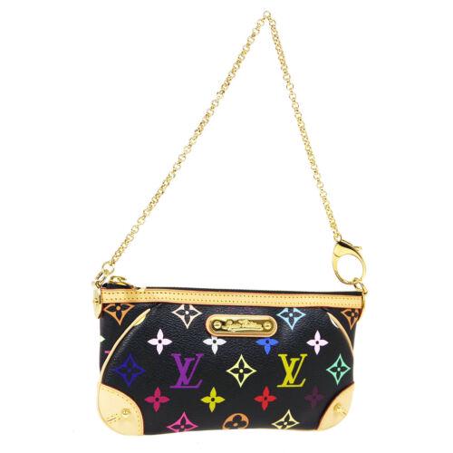 Authentic LOUIS VUITTON POCHETTE MILLA MM CHAIN HAND: This item qualifies for FREE DOMESTIC SHIPPING to customers in the USA Size: Small Features: Chain Strap Detachable Strap Inner Pockets Accents: Logo Color: Black etc Model: Monogram Multi-Color Year