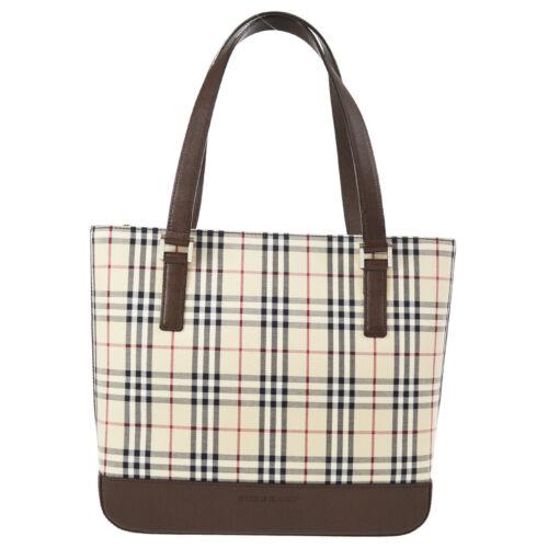 Authentic BURBERRY Burberry Check Hand Bag: This item qualifies for FREE DOMESTIC SHIPPING to customers in the USA Size: Medium Pattern: Check Accents: Logo Features: Inner Pockets Model: Hand Bag Color: Beige Brown etc Country/Region of Manufa