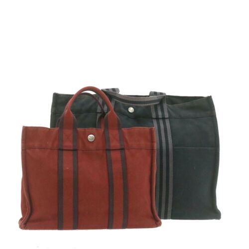 Authentic HERMES Fourre Tout PM MM Hand Bag Red Black: This item qualifies for FREE DOMESTIC SHIPPING to customers in the USA Brand: HERMES Size: W42 x H30 x D10cm(Approx)W30 x H21 x D8cm(Approx) Color: Red / Black Country/Region of Manufacture: France Ma