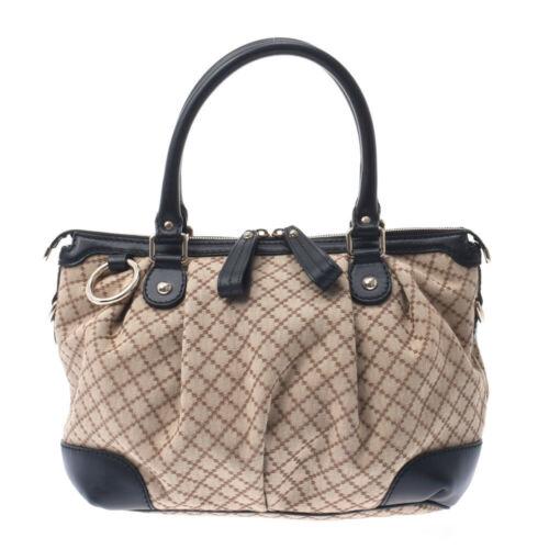 Authentic GUCCI GG Canvas Diamante Sookie Beige x black: This item qualifies for FREE DOMESTIC SHIPPING to customers in the USA Brand: GUCCI Bag Depth: 14cm Style: Hand Bag Bag Length: 29cm Material: Canvas / Calfskin Department: Ladies Color: Beige Type: H