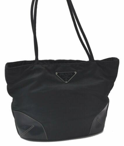 Authentic PRADA Nylon Leather Shoulder Tote Hand Bag: This item qualifies for FREE DOMESTIC SHIPPING to customers in the USA Brand: PRADA Style: Tote Bag Country/Region of Manufacture: Italy Type: Tote Bag Bag Length: 9.4inches (24cm) Department: Women B