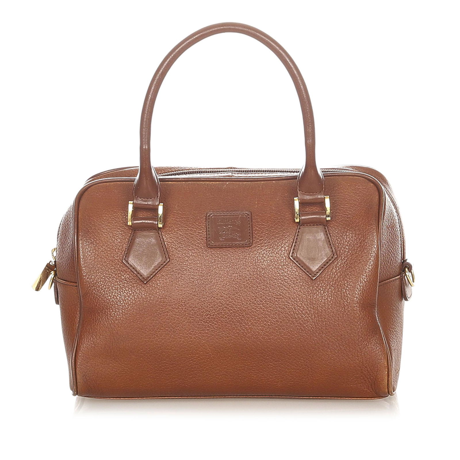 Authentic Burberry Leather Boston Bag: This item qualifies for FREE DOMESTIC SHIPPING to customers in the USA This boston bag features a leather body rolled leather handles and a top zip closure. Brand: Burberry Model: Leather Boston Bag O