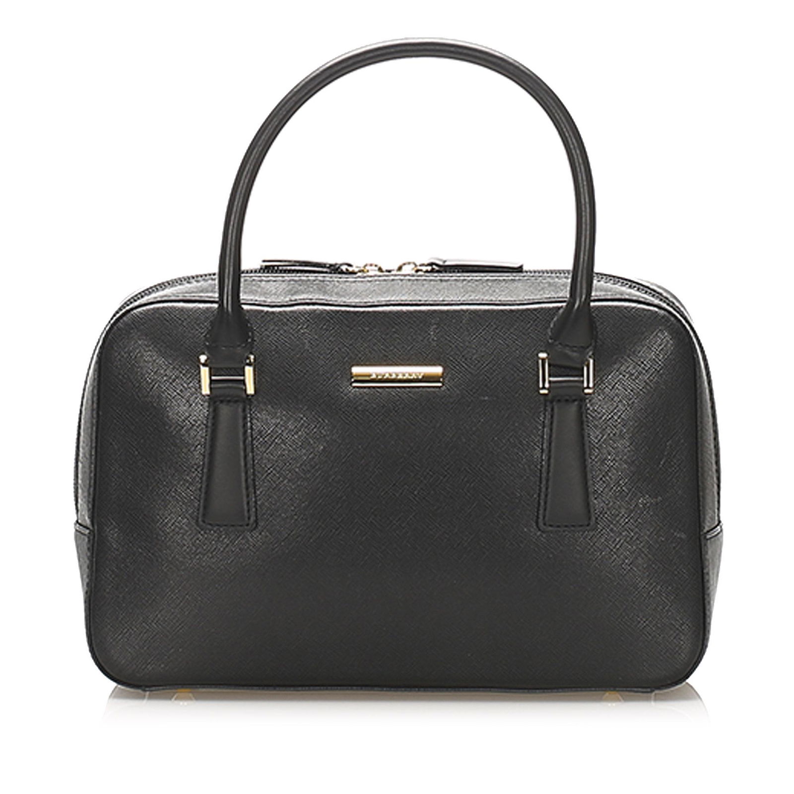 Authentic Burberry Leather Handbag: This item qualifies for FREE DOMESTIC SHIPPING to customers in the USA This handbag features a leather body rolled leather handles an open top and an interior zip and slip pockets. Brand: Burberry Mod