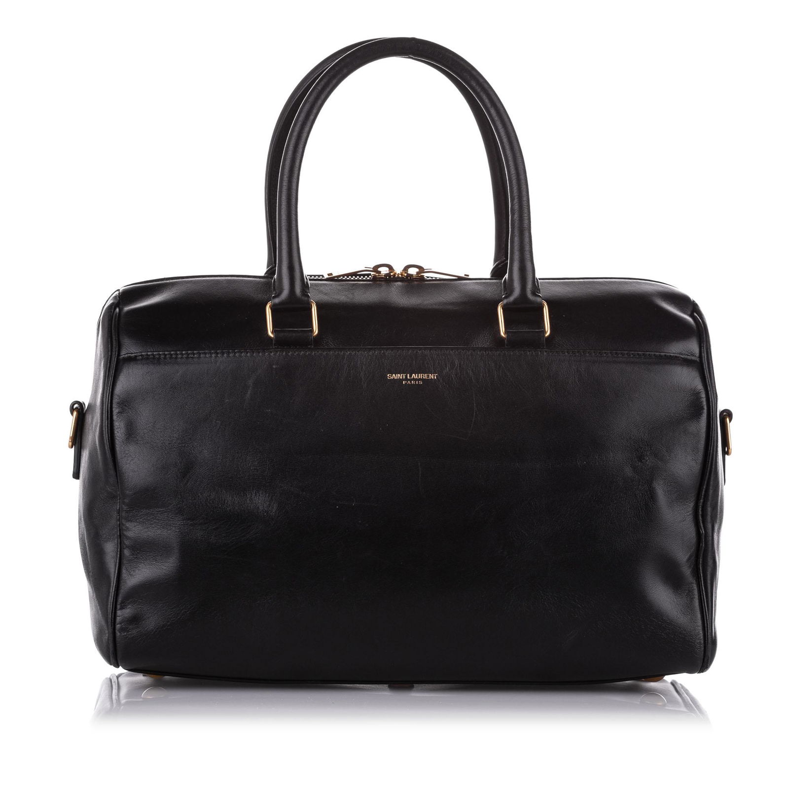 Authentic YSL Classic Duffle 6 Leather Satchel: This item qualifies for FREE DOMESTIC SHIPPING to customers in the USA The Classic Duffle 6 features a leather body an exterior front slip pocket rolled leather handles a detachable strap a top zip cl