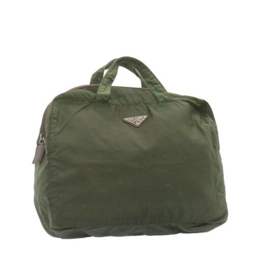 Authentic PRADA Nylon Hand Bag Khaki: This item qualifies for FREE DOMESTIC SHIPPING to customers in the USA Brand: PRADA Size: W34 x H26 x D10cm(Approx) Color: Green Country/Region of Manufacture: Italy Material: Nylon Type: unknown Styl