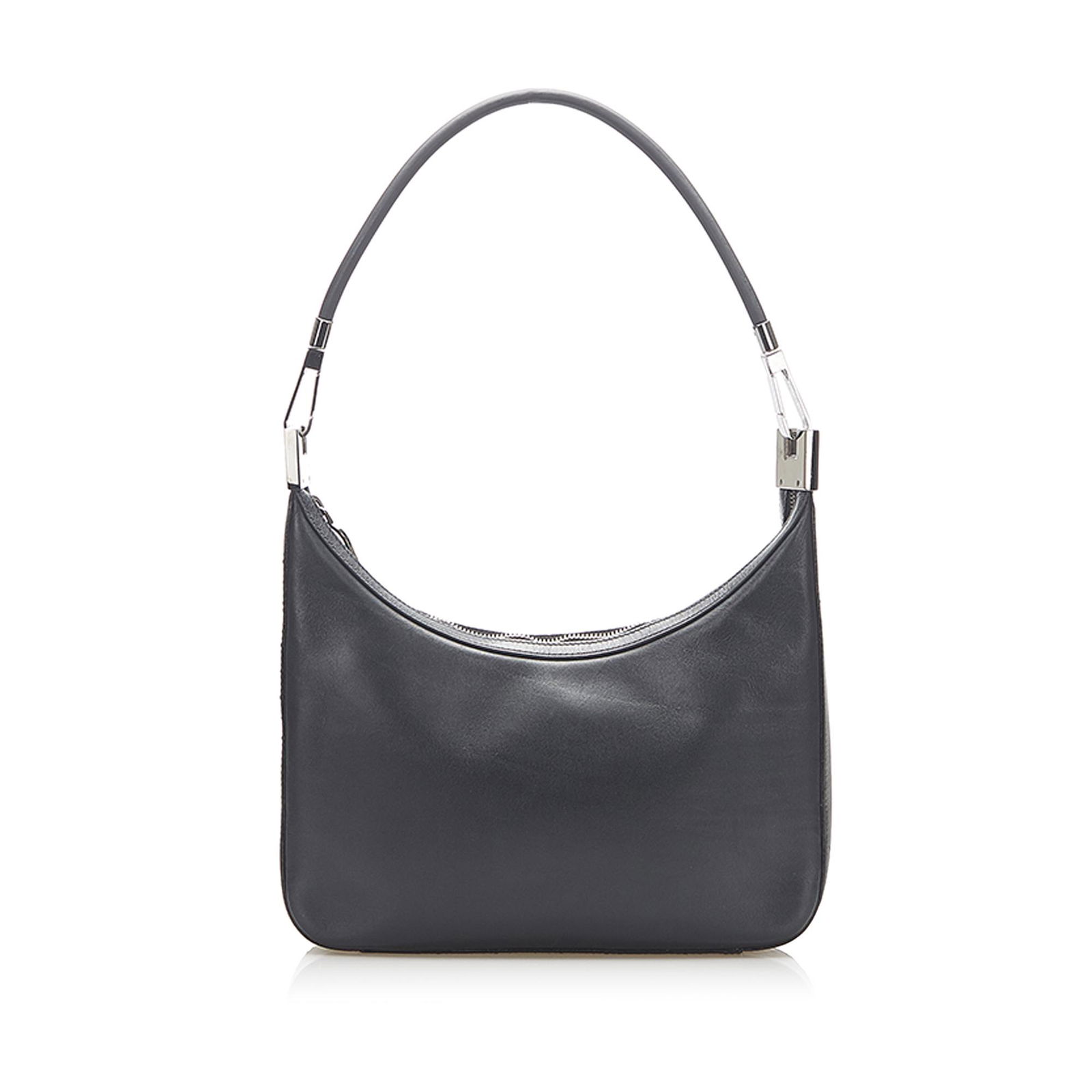 Authentic Gucci Leather Shoulder Bag: This item qualifies for FREE DOMESTIC SHIPPING to customers in the USA This shoulder bag features a leather body rolled leather strap a top zip closure and an interior zip pocket. Brand: Gucci Model: