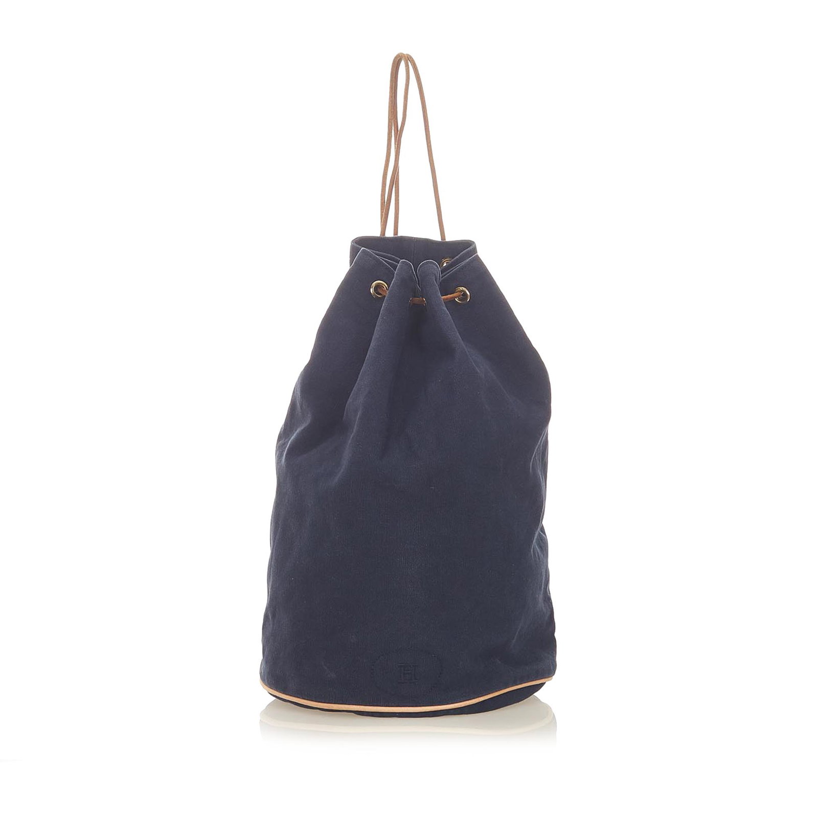 Authentic Hermes Polochon Mimile Canvas Backpack: This item qualifies for FREE DOMESTIC SHIPPING to customers in the USA The Polochon Mimile features a canvas body rolled leather back straps and an open top with a drawstring closure. Brand: Hermes Mo