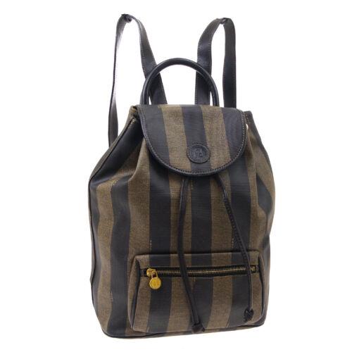 Authentic FENDI Pequin Pattern Backpack Hand Bag: This item qualifies for FREE DOMESTIC SHIPPING to customers in the USA Size: Medium Features: Adjustable Strap Pockets Accents: Logo Color: Brown Black Model: FENDI Backpack MPN: Does Not Apply Countr