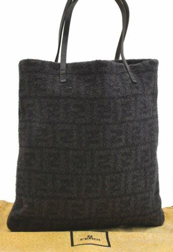 Authentic FENDI Zucca Tote Bag Wool Black Gray: This item qualifies for FREE DOMESTIC SHIPPING to customers in the USA Brand: FENDI Bag Height: 13.2inches (33.5cm) Material: Wool Bag Depth: 0.8inches (2cm) Style: Tote Bag MPN: Does not apply Color: