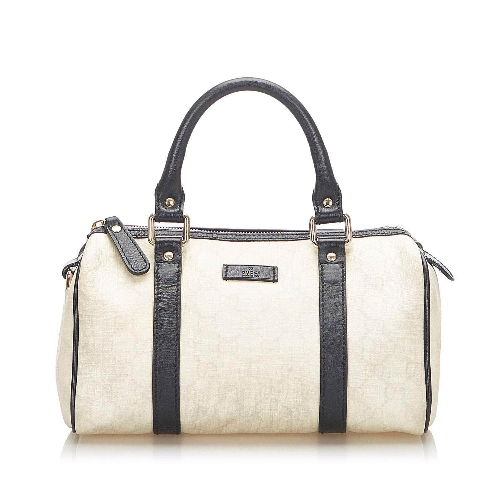 Authentic Gucci GG Supreme Joy Boston Bag: This item qualifies for FREE DOMESTIC SHIPPING to customers in the USA The Joy boston bag features a coated canvas body with leather trim rolled leather handles and a top zip closure. Brand: Gucci Mod