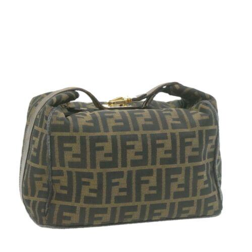Authentic FENDI Zucca Canvas Vanity Hand Bag Brown: This item qualifies for FREE DOMESTIC SHIPPING to customers in the USA Brand: FENDI Size: W27 x H17 x D16cm(Approx) Color: Brown / Black Country/Region of Manufacture: Italy Material: Canvas Type: unk