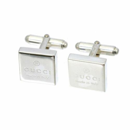 Authentic GUCCI Cufflinks SV Silver 925: This item qualifies for FREE DOMESTIC SHIPPING to customers in the USA Brand: Gucci Color: Silver Style: Cufflinks Weight: 21.7G(0.76Oz) Material: Sv Engraved: 925 Each One The BIDHAUS Guarantee: Phot