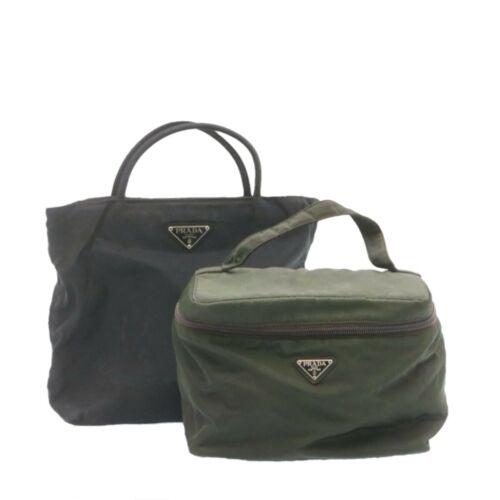 Authentic PRADA Nylon Tote Bag Vanity Black Khaki: This item qualifies for FREE DOMESTIC SHIPPING to customers in the USA Brand: PRADA Size: W21 x H16 x D17cm(Approx)W25 x H25 x D10cm(Approx) Color: Black / Khaki Country/Region of Manufacture: Italy M