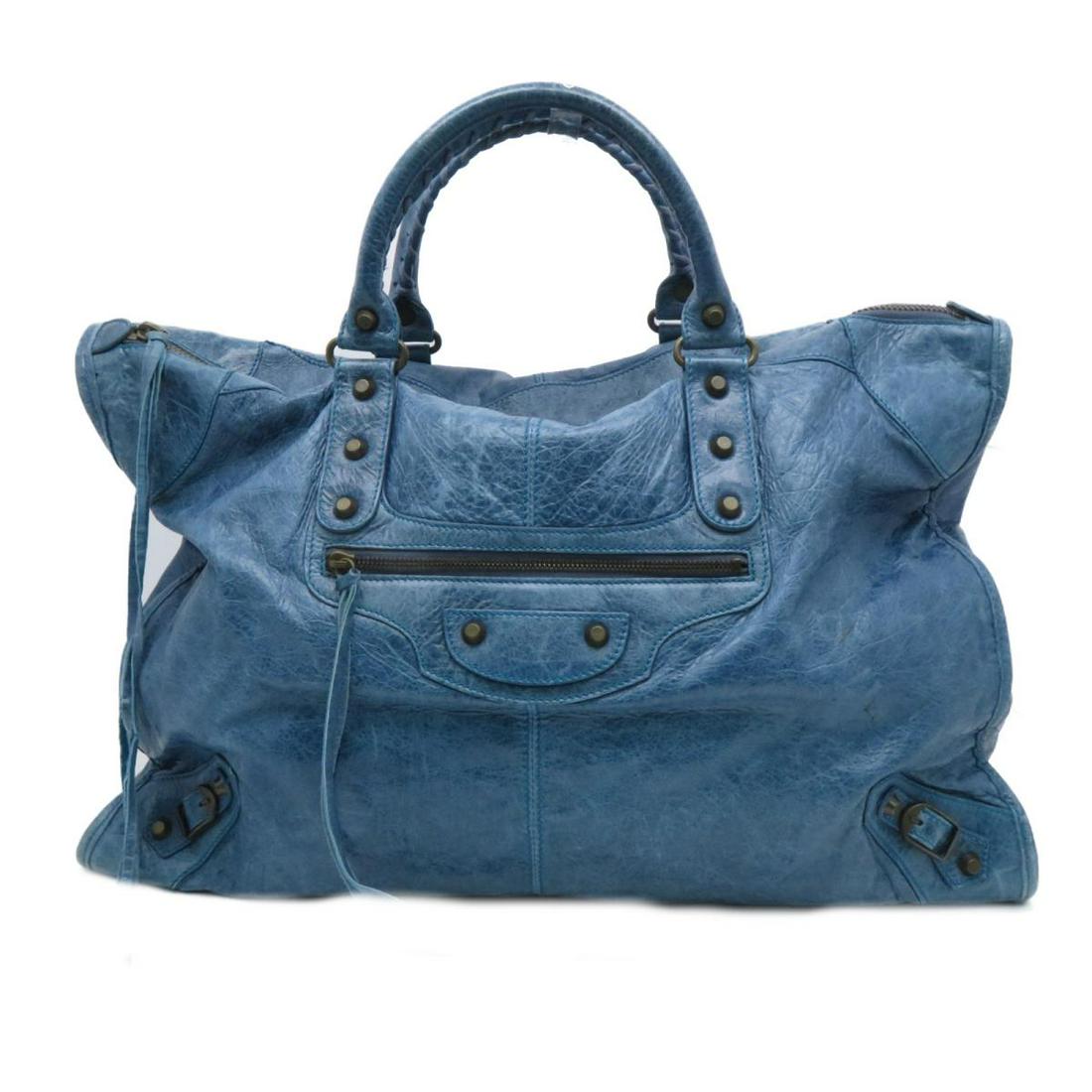 Authentic BALENCIAGA Hand Bag Blue Calf: This item qualifies for FREE DOMESTIC SHIPPING to customers in the USA Brand: BALENCIAGA Model: BALENCIAGA Hand Bag Blue Calf Category: Women Handbag Color: Blue Dimensions: W52Ã—H39Ã—D16cm/Hand