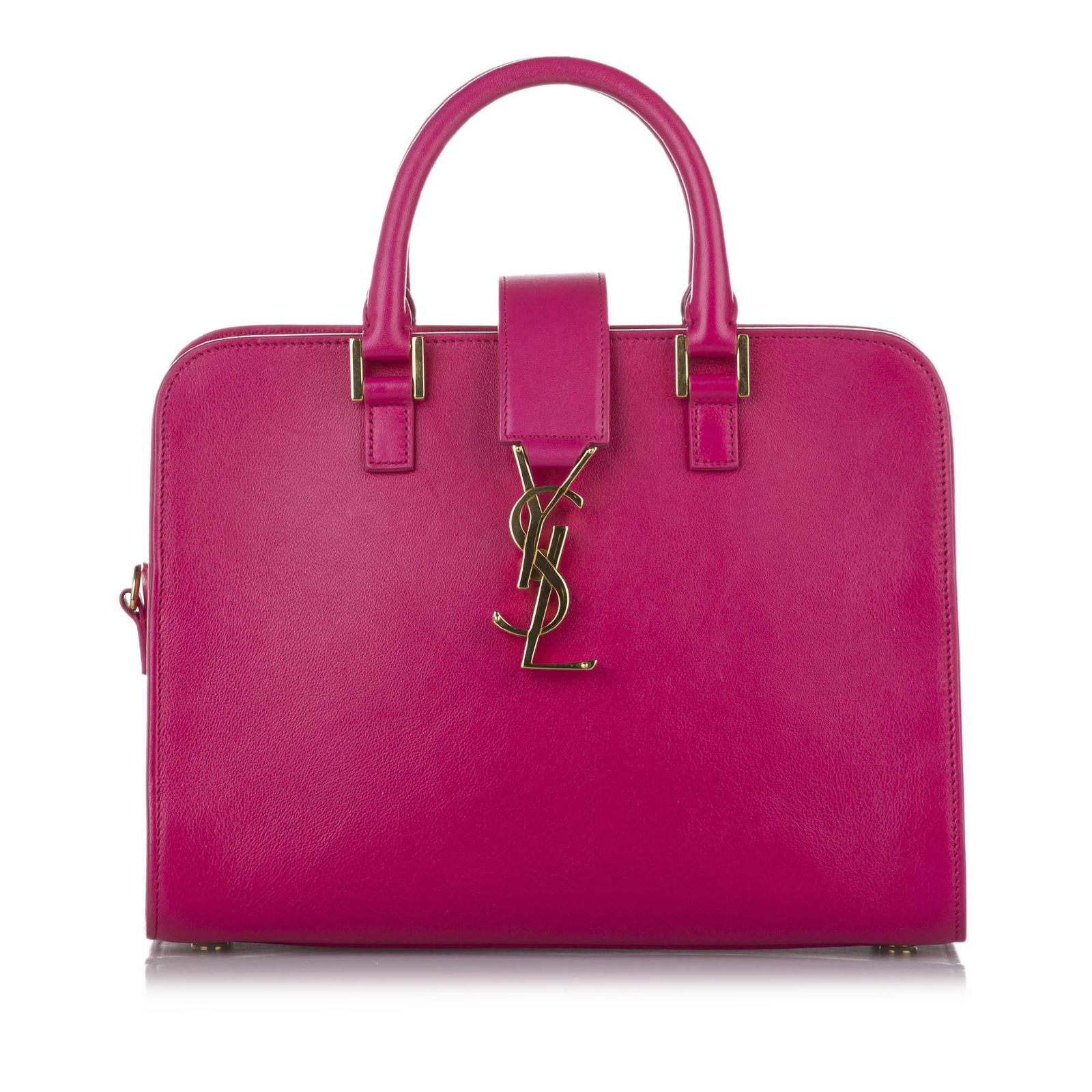 Authentic YSL Small Cabas Monogram Leather Satchel: This item qualifies for FREE DOMESTIC SHIPPING to customers in the USA The Cabas Monogram satchel features a leather body rolled leather handles a detachable flat strap a top strap with a gold-tone YS